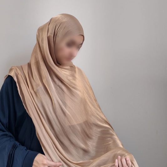 Caramel Brown — Warm Toffee Neutral Organza Silk Hijab | Elegant Hijab Pakistan