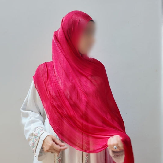 Cherry Red — Rich Festive Celebration Organza Silk Hijab | Wedding Hijab Pakistan