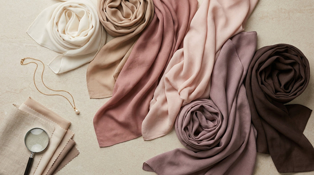 Premium hijabs in different colors and fabrics for the Sabrah.pk Hijab Buying Guide