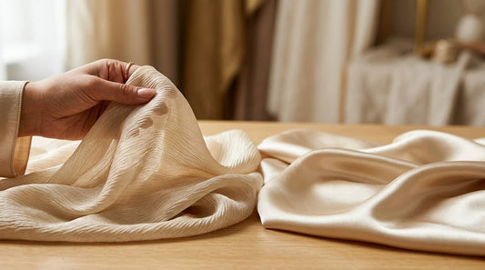 Real silk hijab compared with polyester satin to identify genuine silk in Pakistan