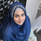 Aarzu — Floral Resham & Tilla Embroidered Silk Hijab | Handcrafted Scarf Pakistan