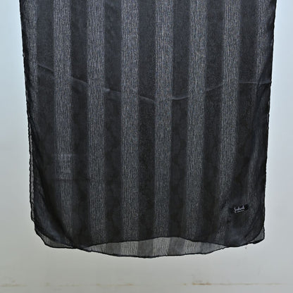 Shab — Black Tonal Stripe Silk Hijab | Luxury Black Silk Hijab Pakistan