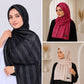 Black, Maroon & Champagne Striped Silk Hijab Pack of 3 | Save PKR 500