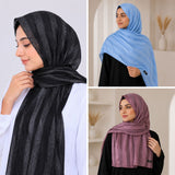 Black, Plum & Sky Blue Striped Silk Hijab Pack of 3 | Save PKR 500