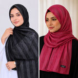 Black & Maroon Striped Silk Hijab Pack of 2 | Save PKR 300