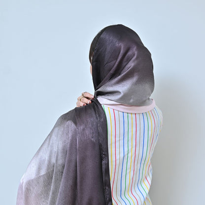 Raakh — Blush to Charcoal Ombré Silk Hijab | Luxury Silk Scarf Pakistan