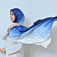 Nilofar — Ivory to Royal Blue Ombré Silk Hijab | Designer Silk Hijab Pakistan