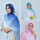 Zinc, Light Pink & Royal Blue Ombré Silk Hijab Pack of 3 | Save PKR 600