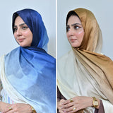 Camel & Royal Blue Ombré Silk Pack of 2 | Save PKR 400 | Silk Hijab Pakistan