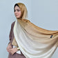 Fajar — White to Warm Camel Ombré Silk Hijab | Everyday Luxury Hijab Pakistan