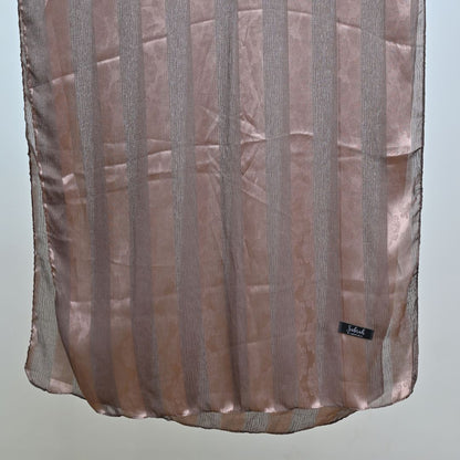 Khaki — Rose Taupe Jacquard Stripe Silk Hijab | Neutral Luxury Hijab Pakistan