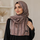 Khaki — Rose Taupe Jacquard Stripe Silk Hijab | Neutral Luxury Hijab Pakistan