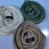 Caramel Brown, Pearl White & Olive Green — Warm, Luminous & Earthy Organza Silk Hijab Pack of 3 | Save PKR 600
