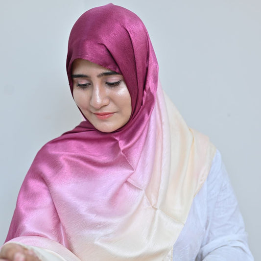 Shola — Ivory to Magenta Ombré Silk Hijab | Bold Designer Hijab Pakistan