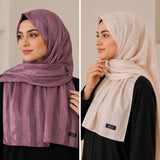Light Purple & Peach Striped Silk Hijab Pack of 2 | Save PKR 300
