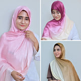 Light Pink, Dark Pink & Camel Ombré Silk Hijab Pack of 3 | Save PKR 600