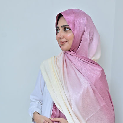 Lilac — Dusty Rose to Ivory Ombré Silk Hijab | Luxury Silk Hijab Pakistan