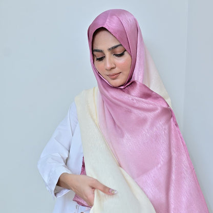 Lilac — Dusty Rose to Ivory Ombré Silk Hijab | Luxury Silk Hijab Pakistan
