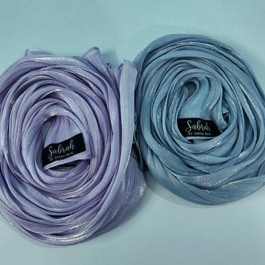 Lilac Love + Silver Grey — Soft & Cool Organza Silk Hijab Pack of 2 | Save PKR 400