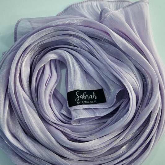 Lilac Love — Romantic Lilac Glow Organza Silk Hijab | Designer Hijab Pakistan