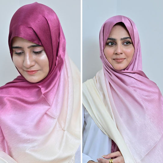 Shola + Lilac — Magenta & Mauve Rose Ombré Silk Pack of 2 | Save PKR 400