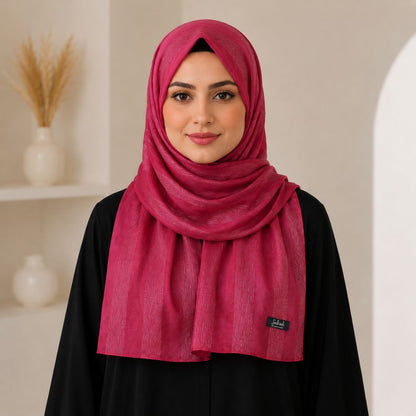 Aatish — Maroon Tonal Stripe Silk Hijab | Luxury Silk Hijab for Weddings Pakistan