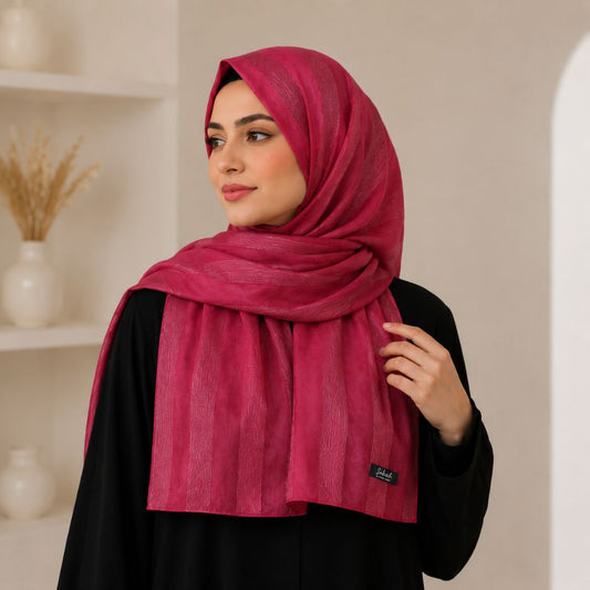Black & Maroon Striped Silk Hijab Pack of 2 | Save PKR 300