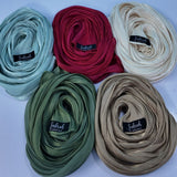 Mint Green, Cherry Red, Pearl White, Olive Green & Caramel Brown — Fresh to Festive Organza Silk Hijab Pack of 5 | Save PKR 1,150 + Free Delivery