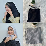 Almas + Nazneen with Naqab — Silver & Black Designer Hijab Pack of 2 | Save PKR 500