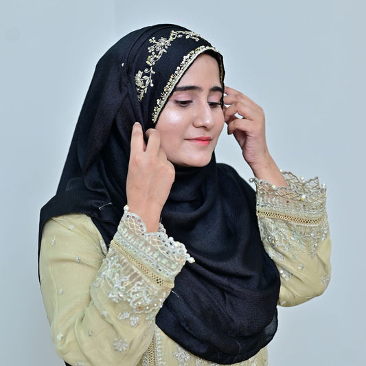 Mehr + Nazneen — Gold & Black Designer Hijab Pack of 2 | Save PKR 500