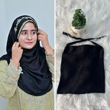 Nazneen with Naqab — Black Kora Goldwork Silk Hijab with Matching Naqab