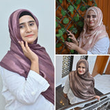 Brown, Light Purple & Peach Striped Silk Hijab Pack of 3 | Save PKR 700