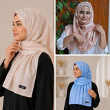 Sky Blue, Peach & Champagne Striped Silk Hijab Pack of 3 | Save PKR 500