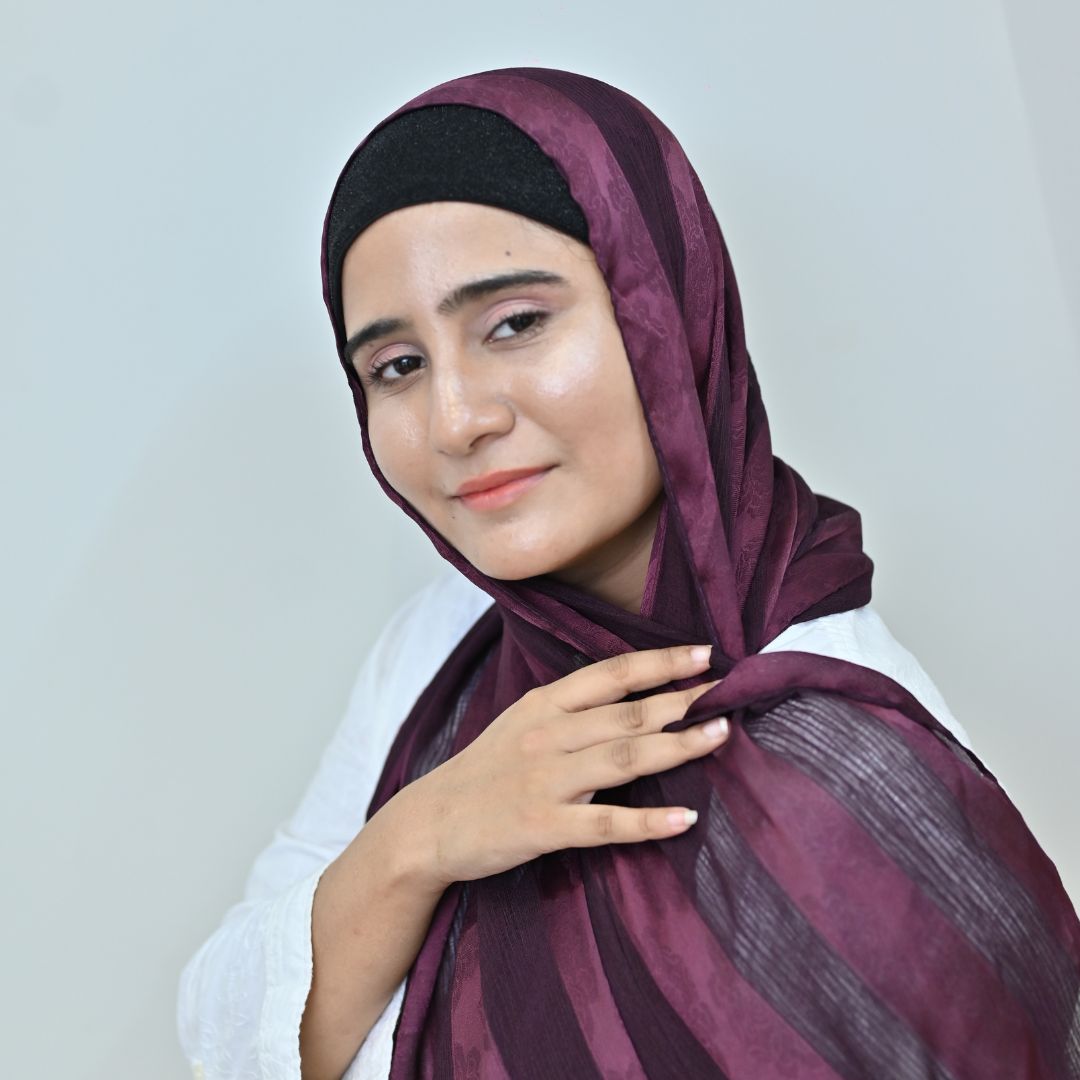 Plum & Maroon Striped Silk Hijab Pack of 2 | Save PKR 500