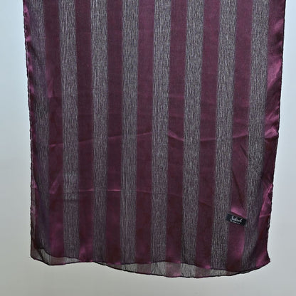 Jawhar — Plum Tonal Stripe Silk Hijab | Bold Designer Hijab Pakistan