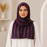 Jawhar — Plum Tonal Stripe Silk Hijab | Bold Designer Hijab Pakistan