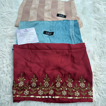 The Wedding Season Edit — Red Pearl Embroidery + Blush Teal Ombré + Peach Stripe | Pack of 3 | Save PKR 700 | Wedding Hijab Set Pakistan