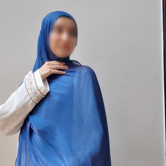 Royal Blue — Deep Confident Formal Organza Silk Hijab | Premium Hijab Pakistan