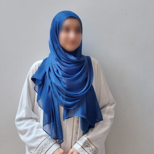 Royal Blue — Deep Confident Formal Organza Silk Hijab | Premium Hijab Pakistan