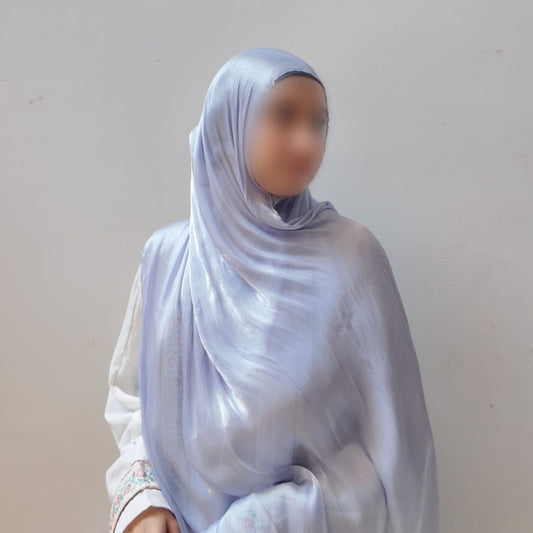 Silver Grey — Cool Silver Shimmer Organza Silk Hijab | Luxury Hijab Pakistan