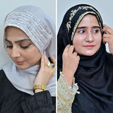 Almas + Nazneen — Silver & Black Designer Hijab Pack of 2 | Save PKR 500