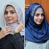 Aarzu + Almas — Navy & Silver Designer Hijab Pack of 2 | Save PKR 500
