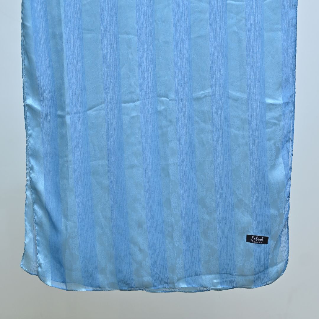 Sama — Sky Blue Tonal Stripe Silk Hijab | Luxury Silk Scarf Pakistan