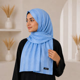 Sama — Sky Blue Tonal Stripe Silk Hijab | Luxury Silk Scarf Pakistan