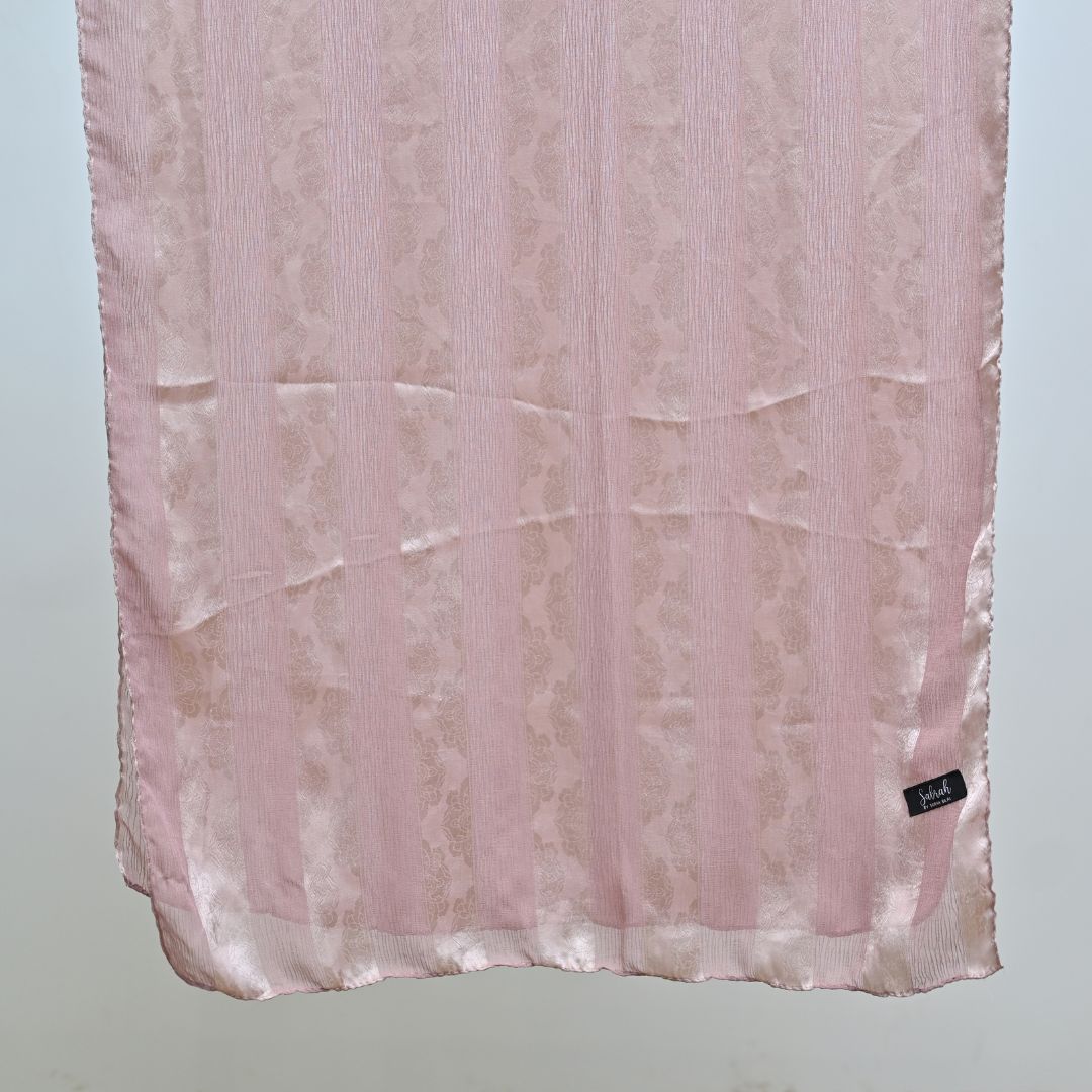 Ward — Dusty Rose Jacquard Stripe Silk Hijab | Silk Scarf for Women Pakistan