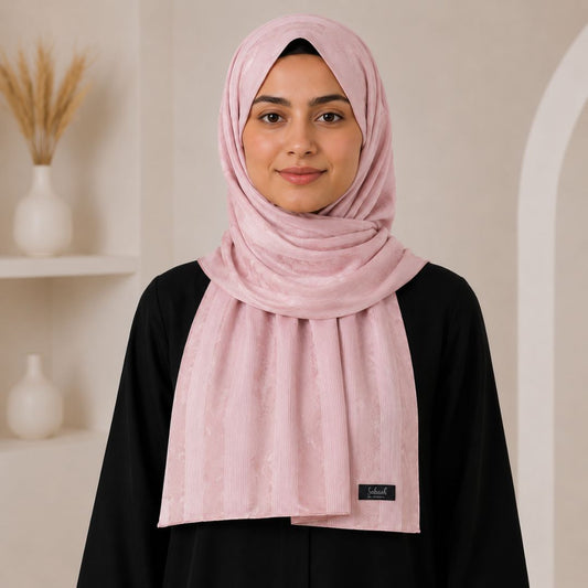Ward — Dusty Rose Jacquard Stripe Silk Hijab | Silk Scarf for Women Pakistan
