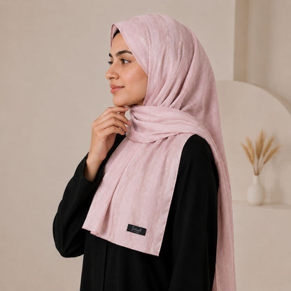Ward — Dusty Rose Jacquard Stripe Silk Hijab | Silk Scarf for Women Pakistan