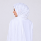 Safaid — White Jacquard Stripe Silk Hijab | Bridal & Umrah Silk Hijab Pakistan