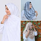 White, Grey & Skin Striped Silk Hijab Pack of 3 | Save PKR 700