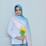 Zinc — Blush to Teal Ombré Silk Hijab | Luxury Silk Scarf Pakistan